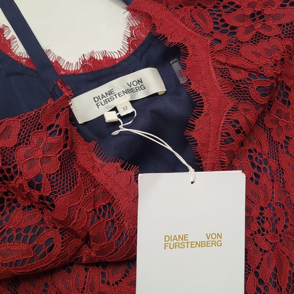 Diane Von Furstenberg NWT Olivia Rose Lace Dress Women Size 12 $428 - Picture 6 of 12